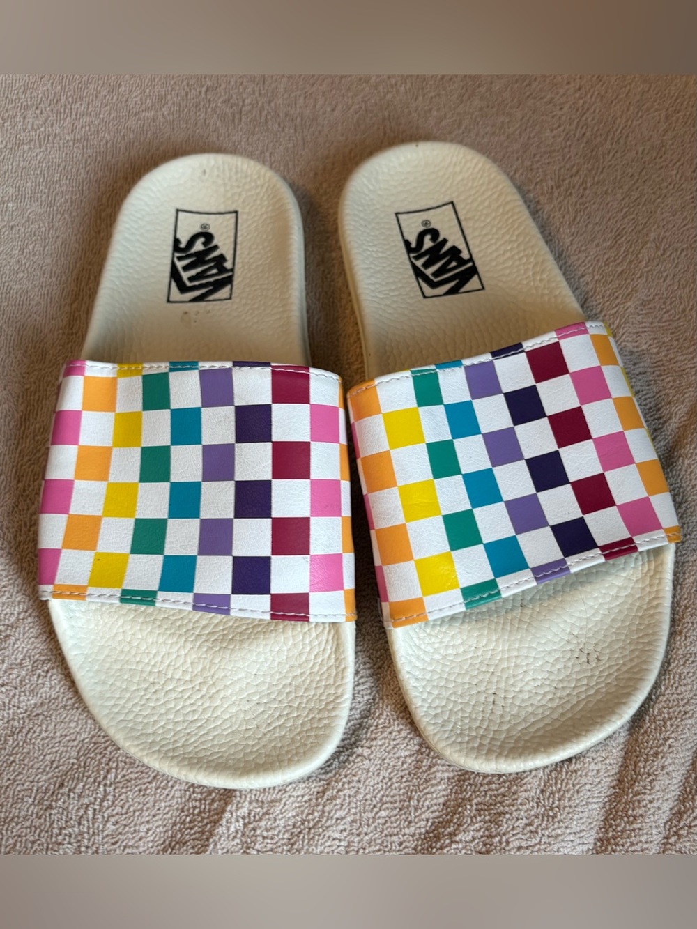 Vans Multicolor Checkerboard Slide Sandals